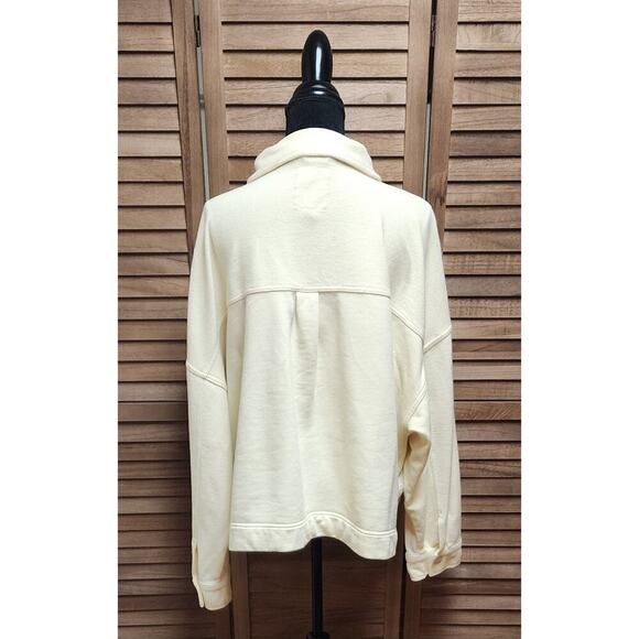 Aerie New Cream Thick Oversized Snap Button Collared Shacket Jacket Size 2X XXL - Picture 6 of 7